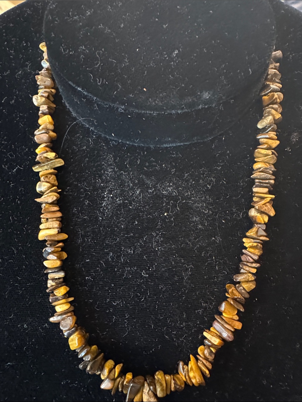 Natural Tiger Eye Chip Necklace in Brown and Gold